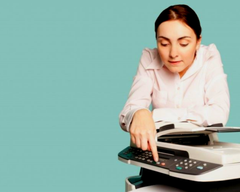 Girl on Copier Machine